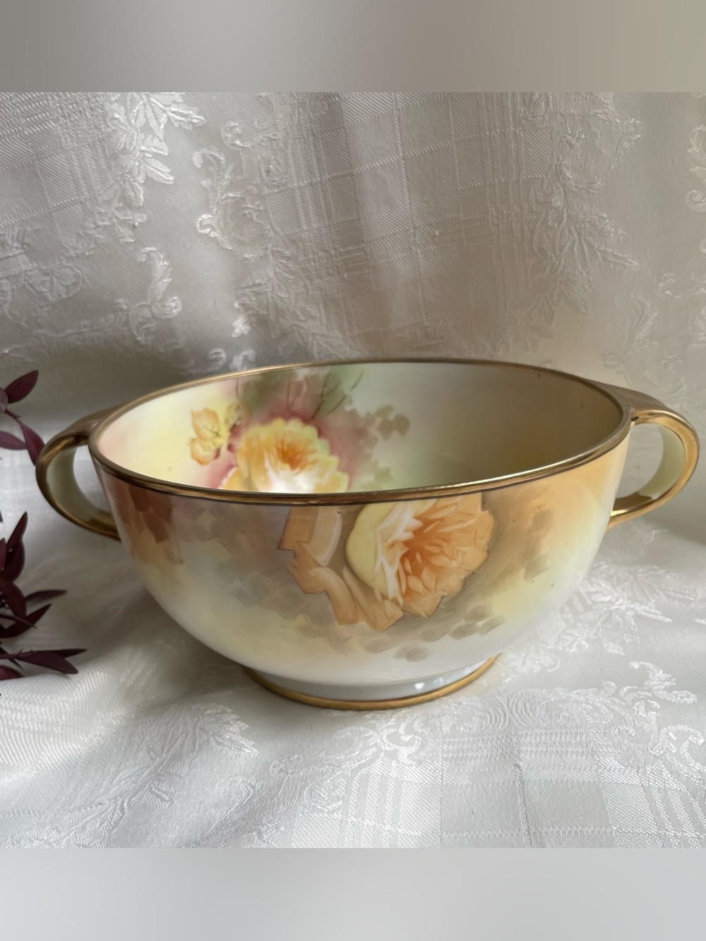 Antique Noritake Morimura Hand Painted Handled Bowl